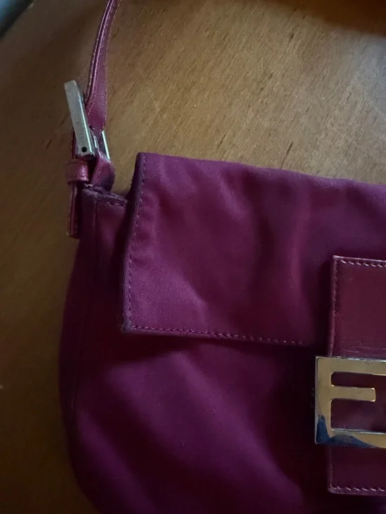 Women's Burgundy Shoulder Bag with Silver Buckle - Picture 2 of 7